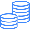 Two blue stacks of coins on a green background